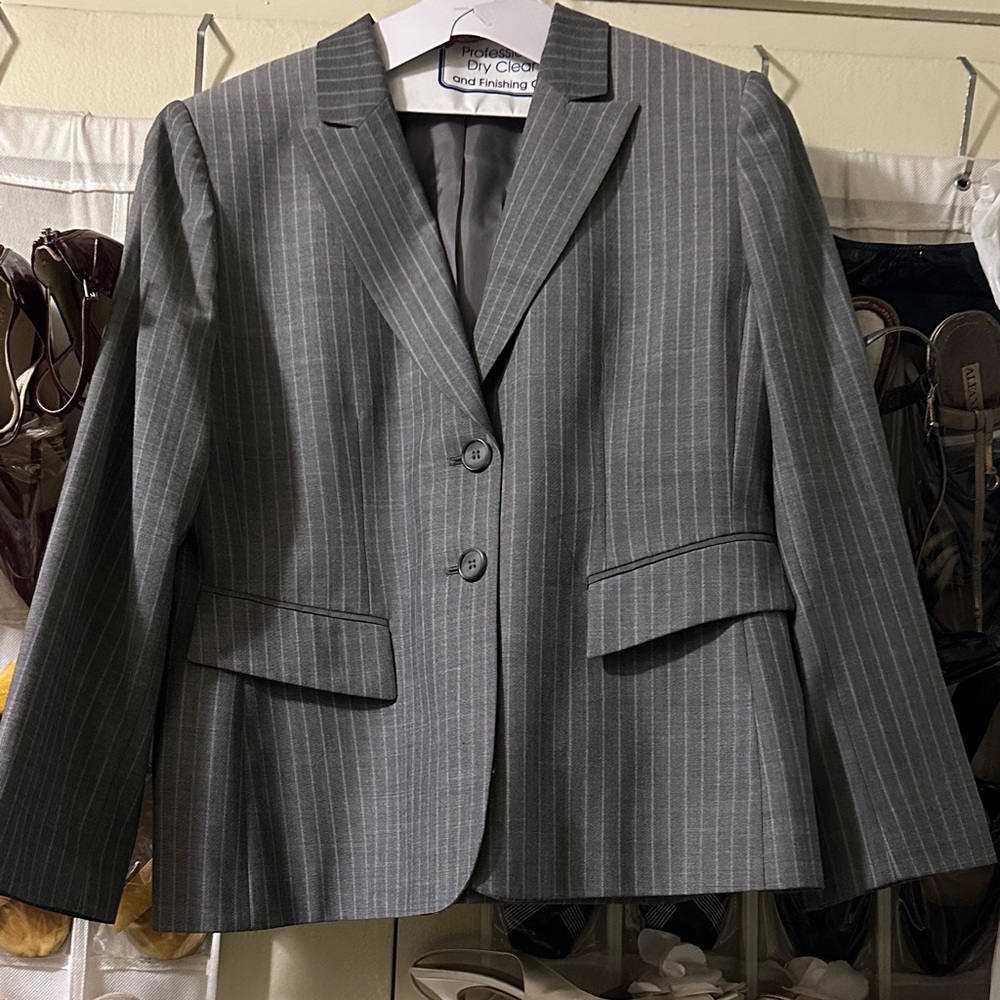 Classic Gray Pinstripe Pant Suit